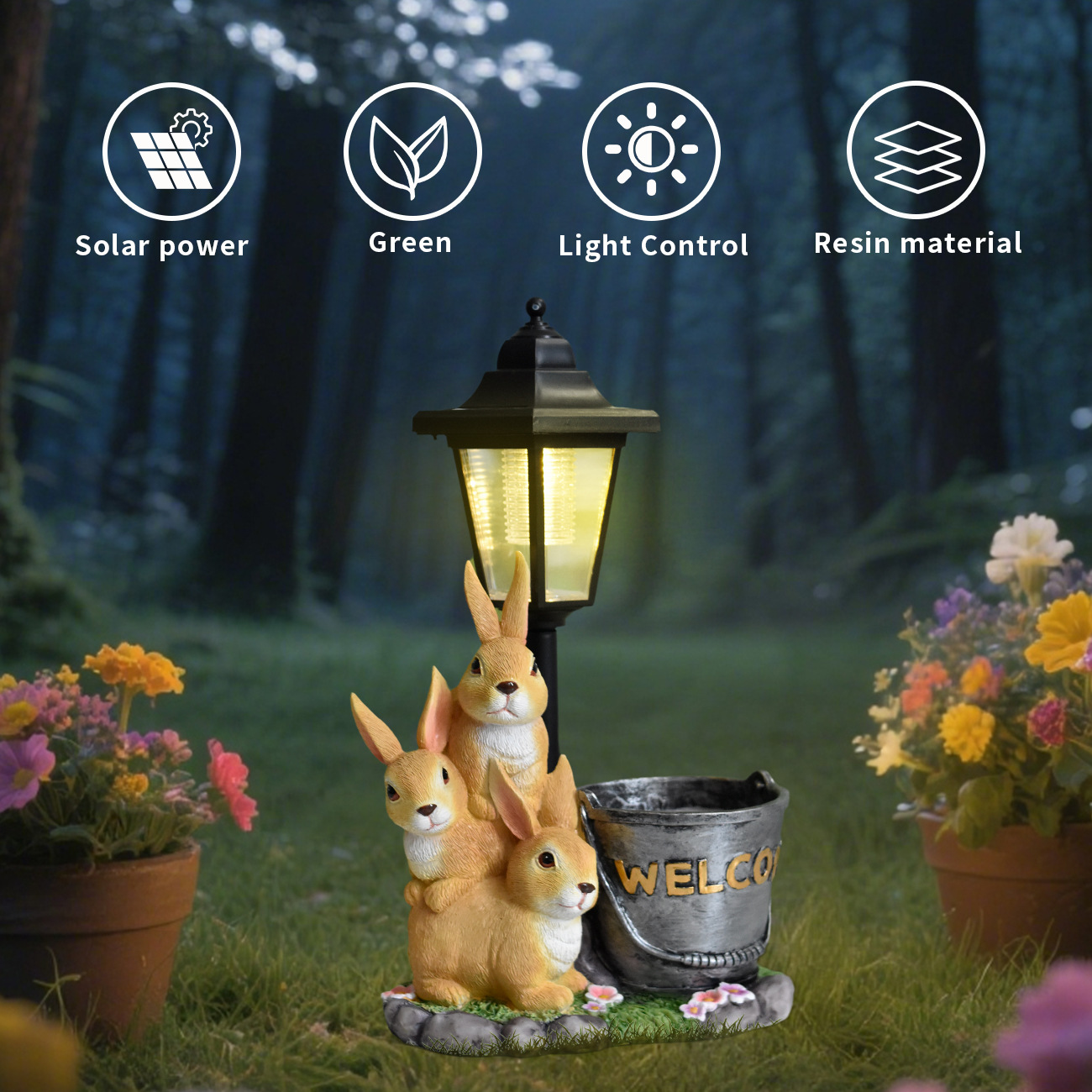 New Rabbit Solar Garden Light  - Succulent Set ulasan dan harga